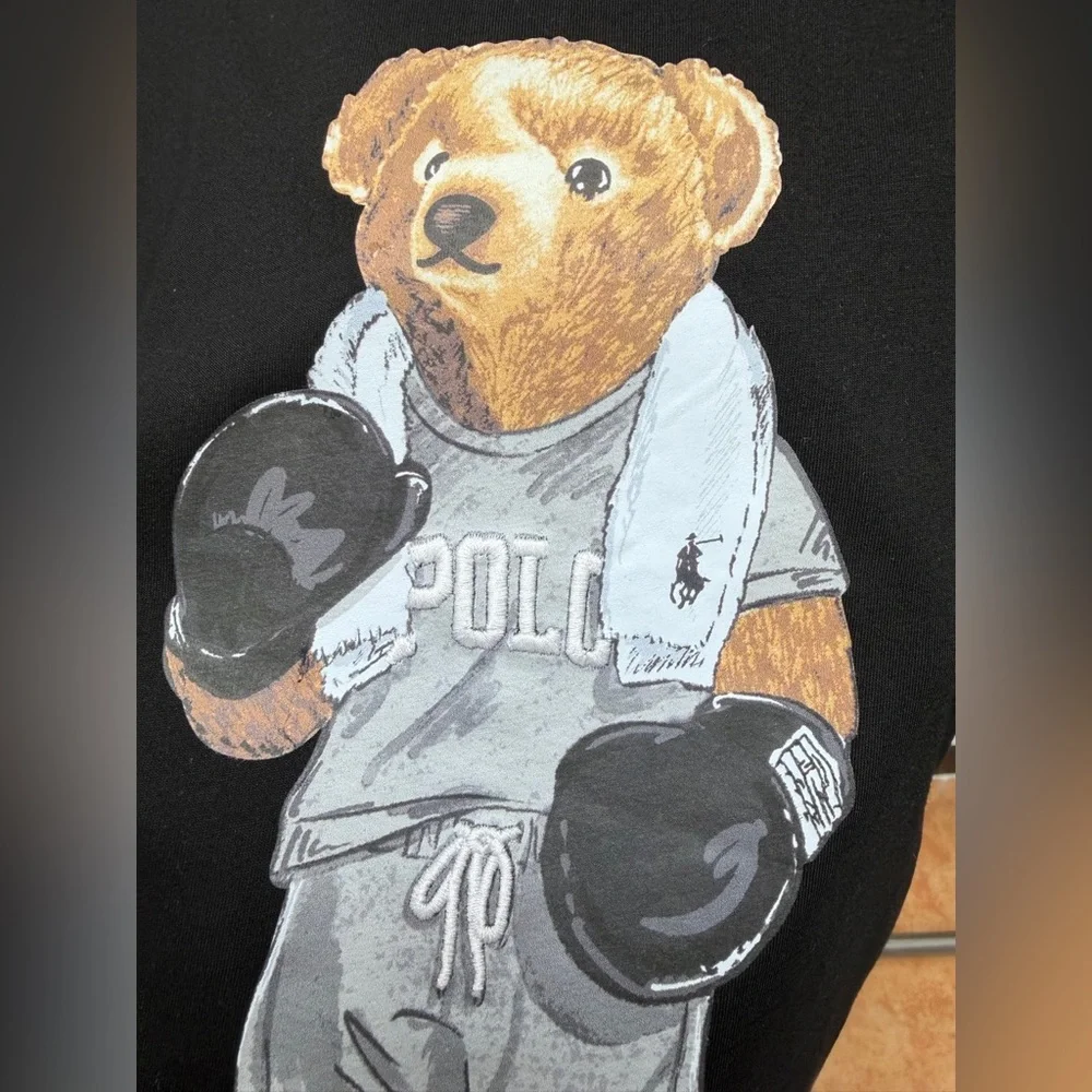 Polo Ralph Lauren bear-patterned short-sleeved T-shirt in black - Picture 6 of 8